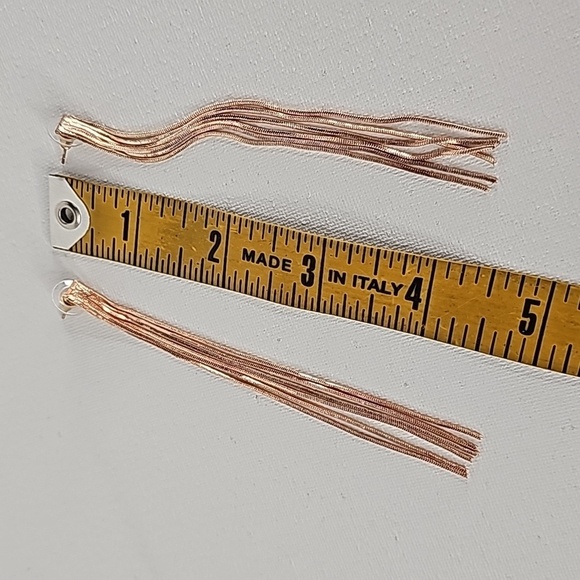 Guess Rose Gold Fringe Dangling Drop Statement Earrings - Picture 8 of 9